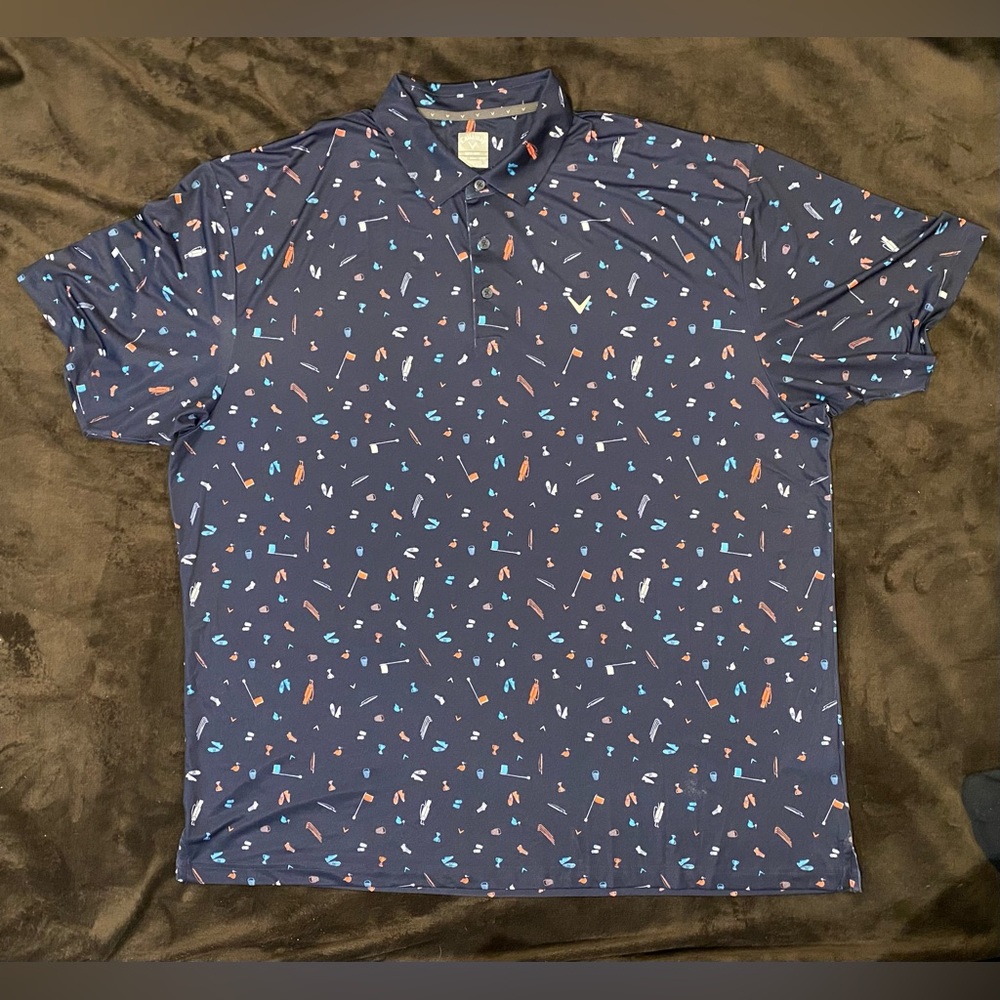 Callaway Men's Polo with Blue and Red Pattern